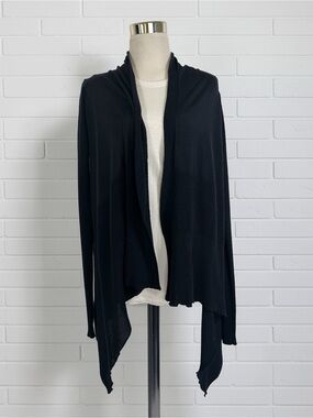 Rick Owens FW20 Performa Lapis Dark Navy Wool Draped Wrap Cardigan Sweater L
